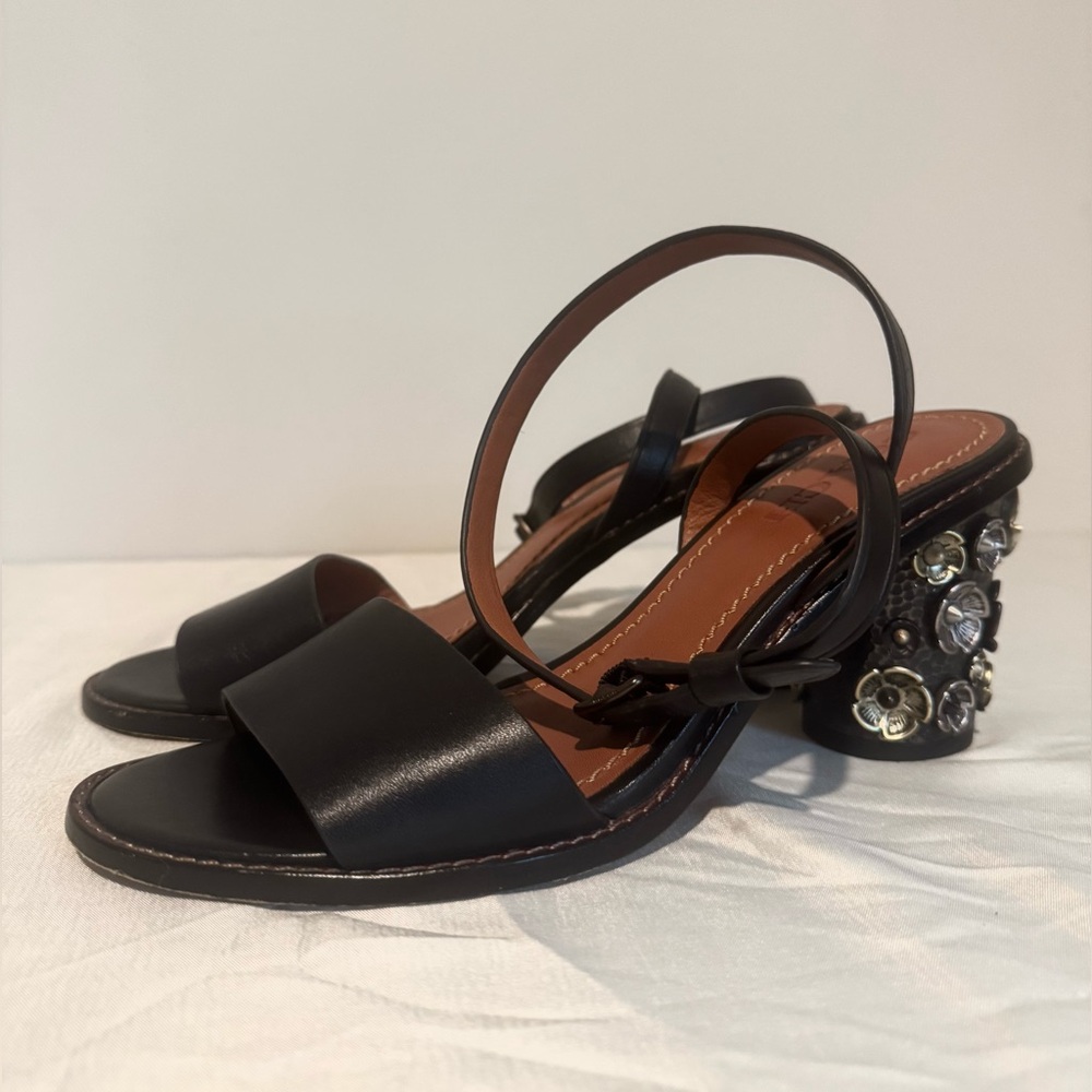 Coach Black Sandals with Embellished Heels